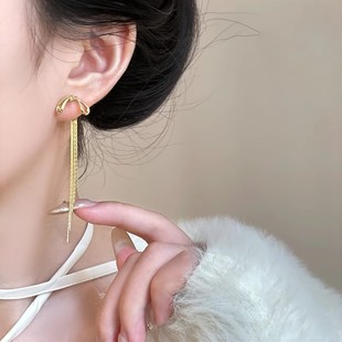 925 Серебряные иглы изысканные полные бриллиантовые длинные серьги с кисточками для женщин в модной легкой роскошной нише высококачественные Популярные Онлайн серьги