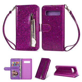 For Samsung S20/21ultra flip S10E plus card leather case S789 mobile phone glitter zipper wallet