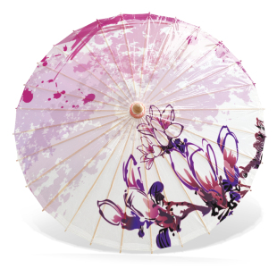 V45O Oil Paper Umbrella Rainproof Sunscreen Men's and Women's Antique Hanfu Dance Performance Props Retro Ceiling Decoration Practical Sakura
