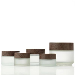 Wholesale Black Wood Grain Glass Cream Bottle Cosmetics Dispensing Bottle Frosted Mask Cream Eye Cream Bottle