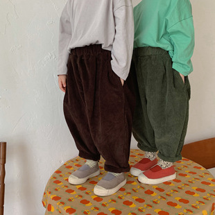South Korea children's clothing spring and autumn new cotton children's corduroy pants boys and girls baby radish big pants trendy