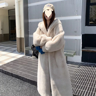 2024 New Imitation Velvet Mink Coat Fur One-piece Coat Women's Winter Hooded Eco-friendly Fur Fur Top