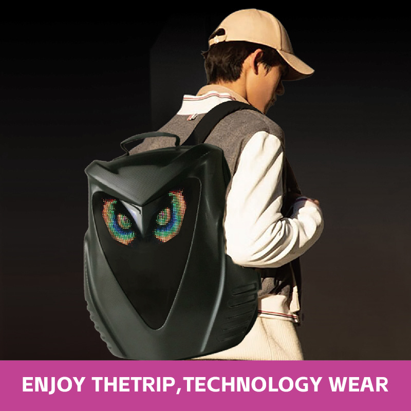 LED Cycling Backpack, Owl Design, Cool Motorcycle Backpack, Sporty and Personalized DIY Rider Backpack