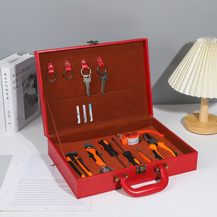 PU leather delivery tools gift box household tools leather case building key delivery box portable box in stock