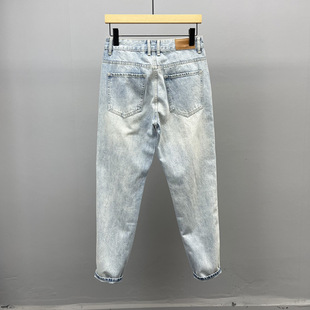 High-end light blue Jeans Men's Summer Thin Trendy Brand Retro Slim-fit Small Leg Casual Pants Men's Trousers