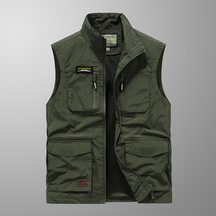 Group Purchase Workwear Vest Men's Spring & Fall Thin Outdoor Vest Multi-flap Pocket Pants Photography Fishing Clothing Waistcoat Vest Jacket