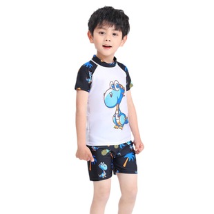 Children's swimsuit split sunscreen breathable boy three-piece swimsuit small and medium-sized children's cartoon swimming trunks factory wholesale