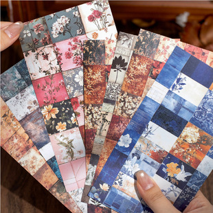 Fabric Stitching Sticker Bag Retro Past Fine Collage Hand Account Background Collage Decorative Creative Stickers All-Match