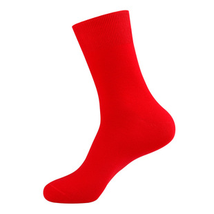 Women's elderly Red Socks New Year fu character red socks Four Seasons medium thick mid-calf cotton socks birth year red loose socks