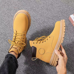 Autumn and winter rhubarb boots New Martin boots men's shoes overwear shoes non-slip wear-resistant thick-soled heightening shoes for men and women lovers shoes