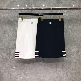 Dongguan brand factory direct sales tb skirt female summer preppy style high waist red White Blue Ribbon temperament A- line skirt