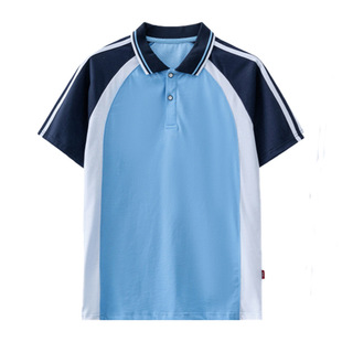 Primary and Middle School Students Summer School Uniform Short-sleeved suit Junior High School Students POLO Shirt Class Uniform Half-sleeved Blue Kindergarten Garden Uniform