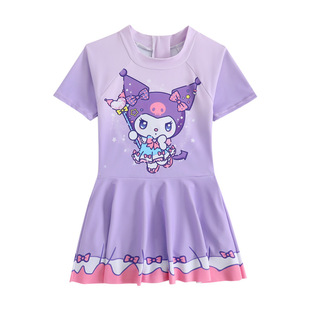 2025 Girl's Swimwear Girl's Children's Princess Cute Western Style Cartoon Children's Body Skirt Quick-drying Swimwear