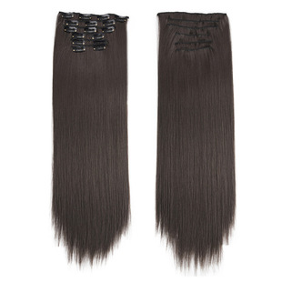 6-piece set of clip hair extension European and American 16-card wig women's long straight hair wig in stock Straight