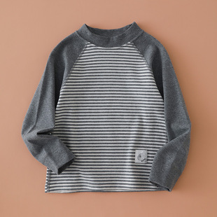 Children's Semi-high Collar Base Shirt Boys and Girls Long-sleeved T-shirt Cotton Class A Early Autumn and Winter Baby Warm Autumn Boneless