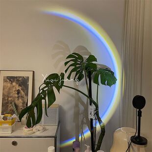 ins simple moon projection lamp bedroom Internet celebrity headlamp Rainbow night light girl heart table lamp birthday gift