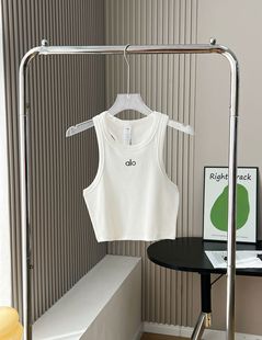Alo Yoga Original Same Style Women's Threaded Round Neck Sports Vest Fitness Top Skin-Friendly Breathable Sleeveless Yoga Wear