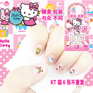 Cross Border Nail Stickers Children KT Cat Sanrio HELLOKITTY Nail Stickers Set of 6 Waterproof Nail Art