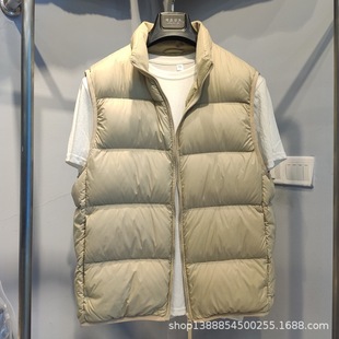 Down vest white duck down stand collar tall fluffy high velvet men's lightweight warm stand collar casual down vest