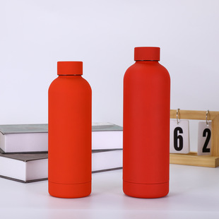 Amazon 304 Stainless Steel Rubber Paint Small Mouth Bottle Portable Double Layer Vacuum Thermos Outdoor Sports Water Cup