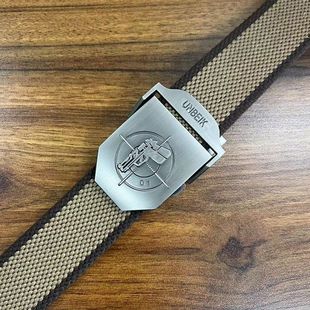 Canvas Belt Men's Automatic Buckle Smooth Buckle Belt Casual Work Pants with Korean Style Student Youth Military Training Outdoor