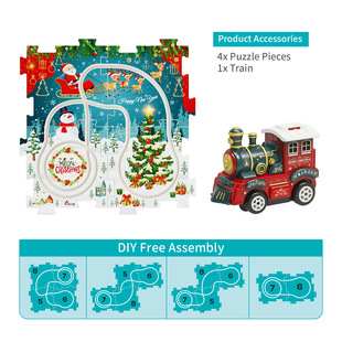 Children's educational puzzle rail car city map scene building DIY assembled electric toy car cross-border wholesale
