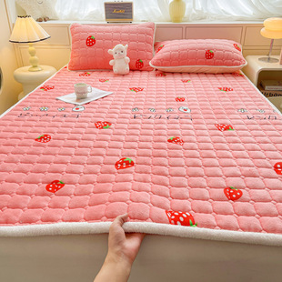 Class A Milk Velvet Mattress Thickened Mattress Bed Cover Kang Pad Three-piece Bed Sheet Bed Pad Student Dormitory Soft Cushion