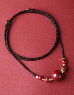 2023 niche light luxury high content cinnabar clavicle chain new all-match female pendant light luxury