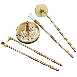 A complete set of brass seal mold incense burner incense ash incense spoon incense sweeping incense shovel to expand incense tool