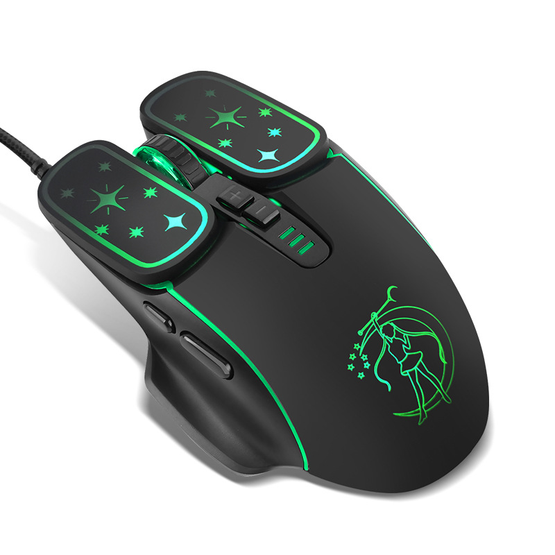 7200DPI shovqinsiz RGB yorqin o'yin sichqonchasi simli