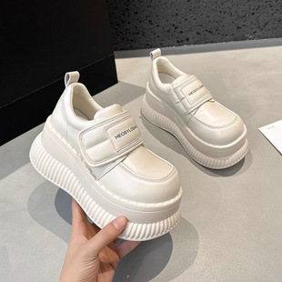 Increased Thick-soled Small Leather Shoes Women's 2025 Spring New British Style Explosions Genuine Leather Miffin Mary Jane Lefu Shoes