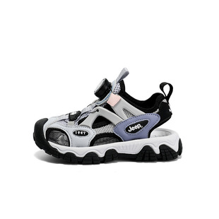 Jeep boys' closed toe sandals 2024 Summer new soft bottom hollow breathable non-slip wear-resistant children's beach shoes fashion