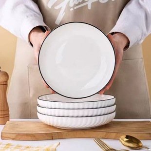 Nordic style pure white Xuanyue ceramic bowl plate tableware household simple rice bowl noodle bowl soup bowl vegetable plate fruit plate