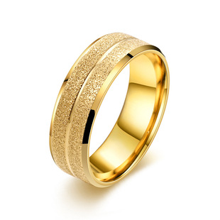 Tiktok hot sale European and American cross-border Amazon hot accessories 8mm stainless steel single line groove frosted couple ring