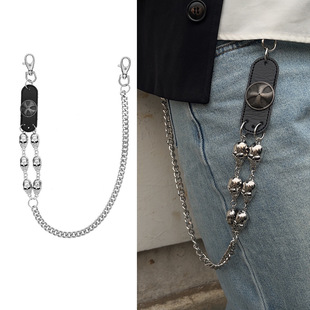 high quality Ghost Head Chain Waist Chain Men's High-end Sense Niche Personality Hip-hop Punk European and American Retro Pants Chain Accessories