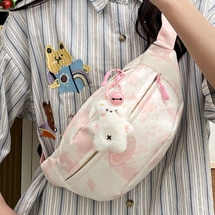 Tie-dyed Chest Bag Women's New Korean Style Summer Single Shoulder Bag All-match Women's Riding Sports Summer Waist Bag Fashionable Bag