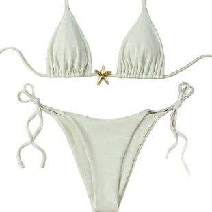 2025 new cross-border Europe and the United States solid color sexy stars swimsuit women bikini beach hot spring lace wholesale