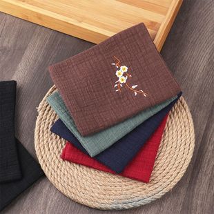 High-grade cotton and linen tea towel cloth Zen retro embroidery kung fu absorbent thickened handkerchief antique Chinese style tea cloth
