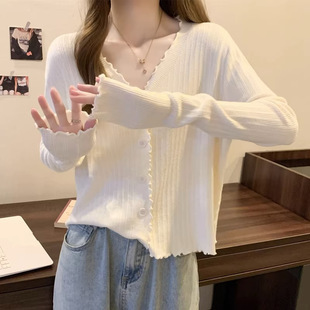 Plus size autumn and winter New slimming belly-covering long-sleeved top chubby girl inner V-neck knitted cardigan coat bottoming shirt for women