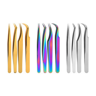 False Eyelash Tweezers Eyelash Master Grafting Eyelash Curler Frosted Gold Feather Clip High Precision Flowering Clip Set Dolphin