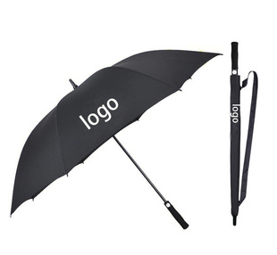 Printed logo golf umbrella special double oversized full fiber anti-storm straight golf umbrella car logo umbrella