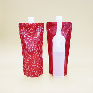 Factory spot supply PE food grade folding water bag folding wine bag plastic wine bag silk screen printing portable wine bag