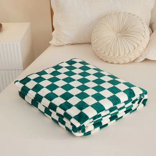 Checkerboard Blanket Flannel Thickened Gold Mink Blanket Air-conditioning Blanket Lunch Break Knee Blanket Christmas Gift Blanket Cross-border