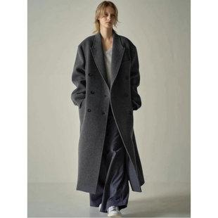 Autumn and Winter FACADE24 Wool Coat Coat Women's Temperament Commuter Dress Collar Double-breasted Long Wool Coat