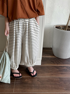 Jiaye Children's 2024 Summer New Boys' Striped Bloomers Baby Girls Loose Western Style Ankle-length Pants Mosquito-proof Pants