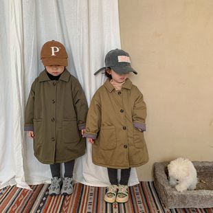 Winter Korean Style New Children's Cotton Coat Mid-length Girl's Cotton Coat Thickened Warm Baby Cotton Coat Cotton Coat for Boys