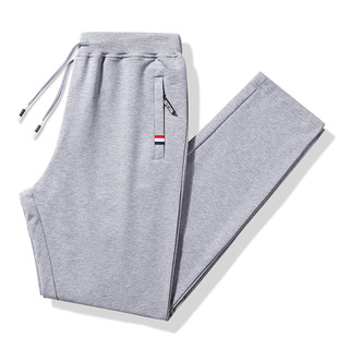 Cross-border plus size Pure Cotton Casual Sports Pants Men's Spring and Autumn Loose Straight-legged Cropped Sweatshirt Pants Simple All-match Pants