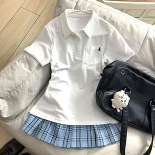 Genuine JK Uniform Original Tight Waist Polo Shirt Summer New Japanese College Style Embroidered Short Sleeve School Style Top