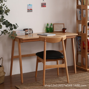 Factory Straight Supply Oblique Foot Double Drawer Desk 1.2 m Beech Student Learning Desk Chair Rubber Wood Desk Desk Desk