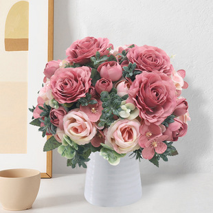 Peony Rose Hydrangea Artificial Flower Nordic Wedding Home Decoration Table Fake Flower Decoration Hand-held Autumn Bouquet